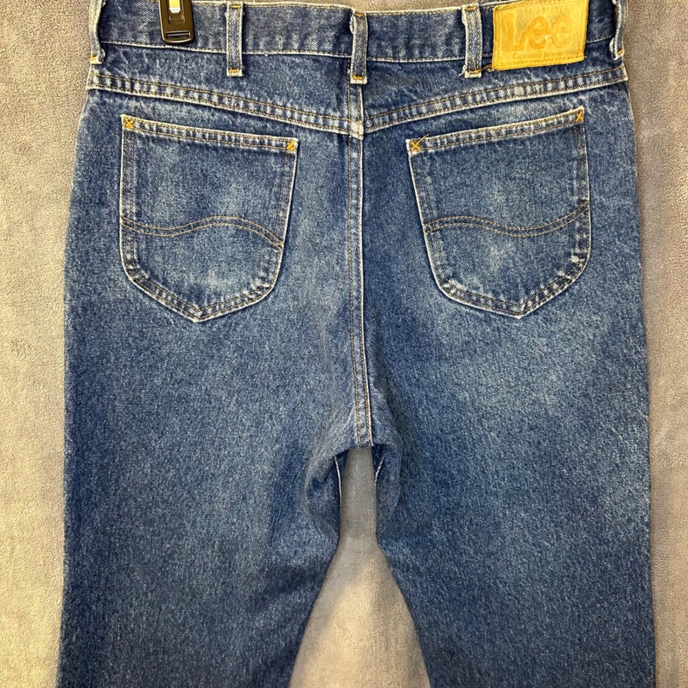 VTG 70s Lee Genuine Jeans Mens 34x31 Acid Wash Blue Straight Leg Made in USA